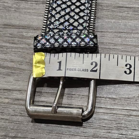 Shimmery Zipper Edge Black Sparkly Women's Belt Size Small - Picture 6 of 12
